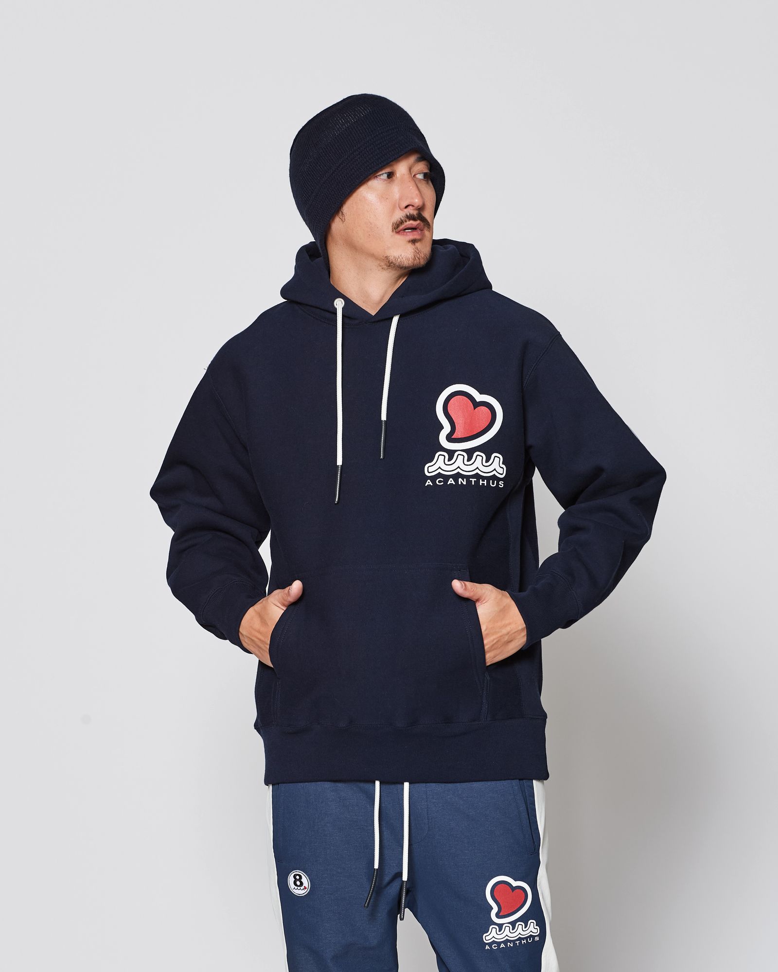 ☆先行予約販売2025年9月下旬～10月下旬頃入荷予定☆ ACANTHUS × muta MARINE / muta sweet muta Hooded Sweatshirts / パーカー / NAVY 【MA2545】