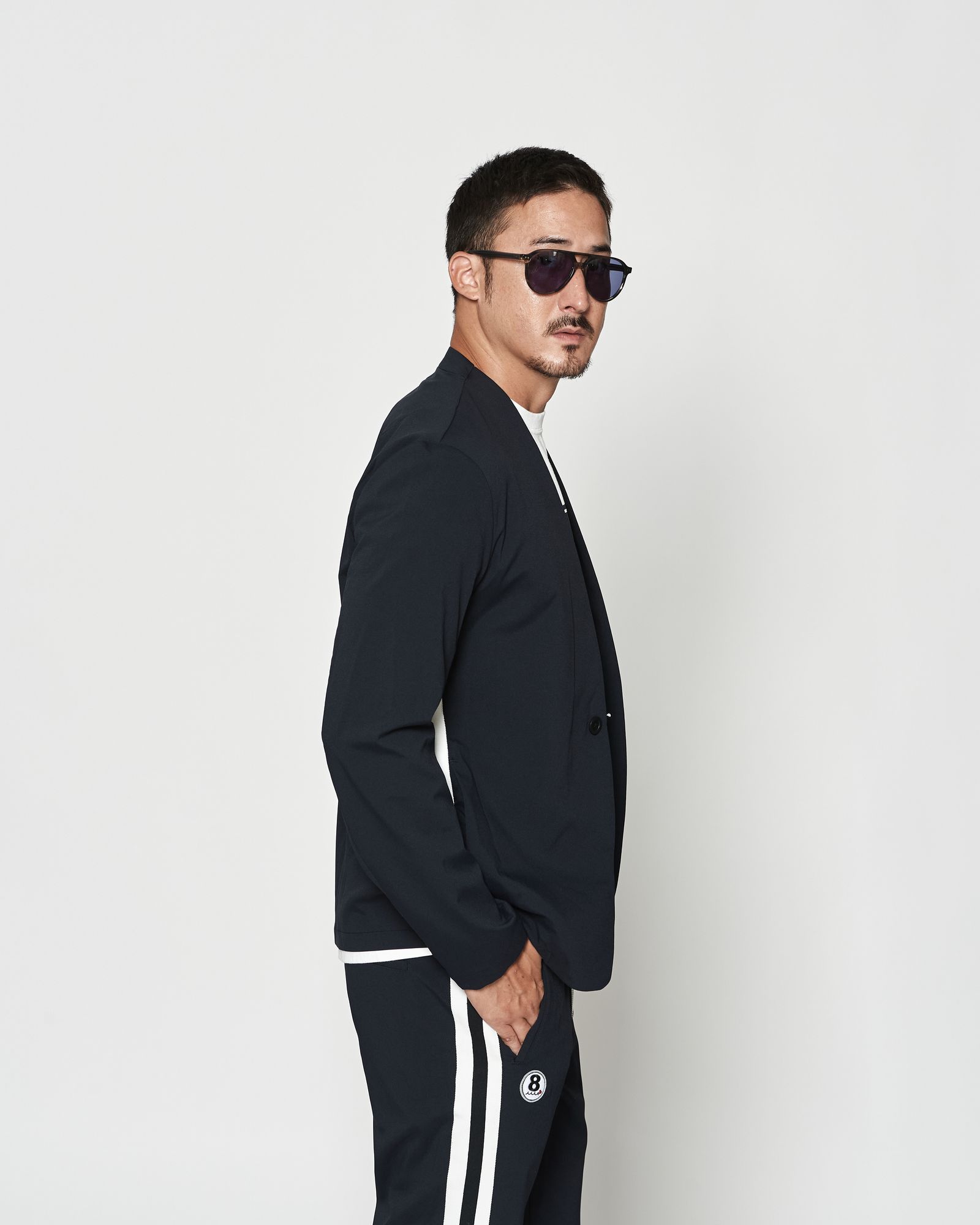 ☆先行予約☆muta MARINE × ACANTHUS / スウィートノーカラージャケット / sweet no collar jacket / NAVY 【MA2625】