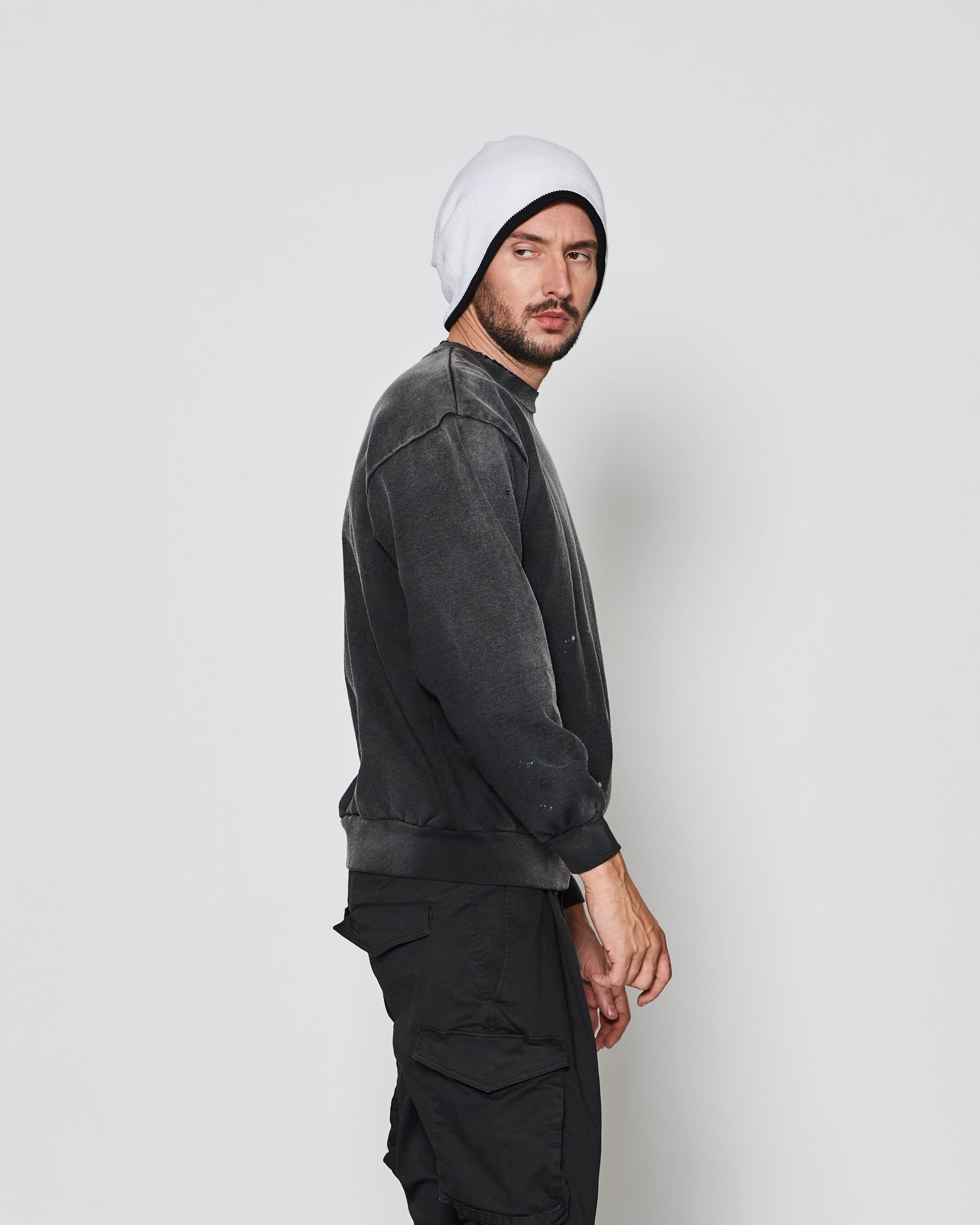 Damaged Crewneck Sweatshirt / スウェット / FADEDBLACK 【DH2503】