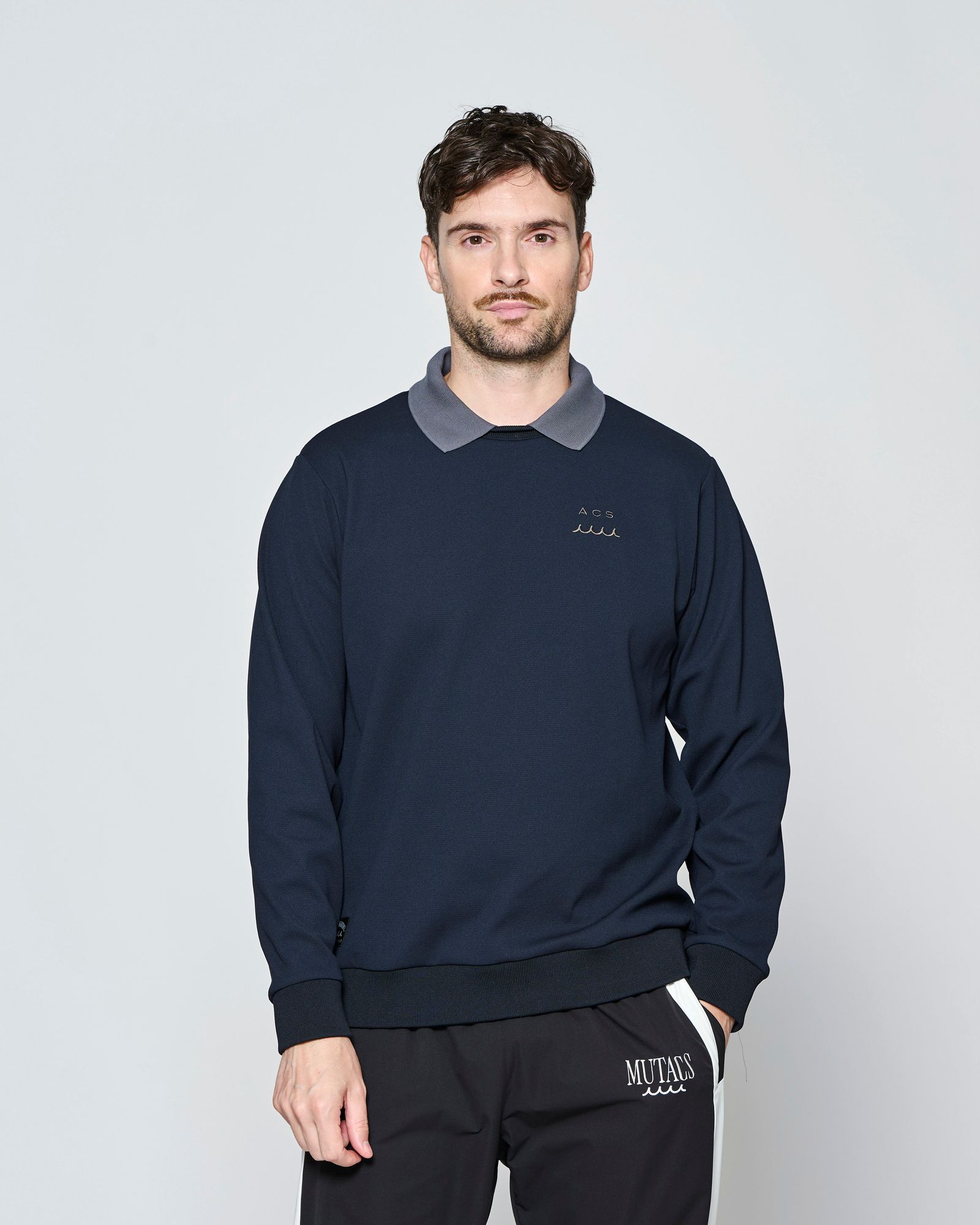 ☆先行予約☆muta MARINE × ACANTHUS  / ポロクルーネックスウェット /  Polo Crewneck / BLACK【MA2710】