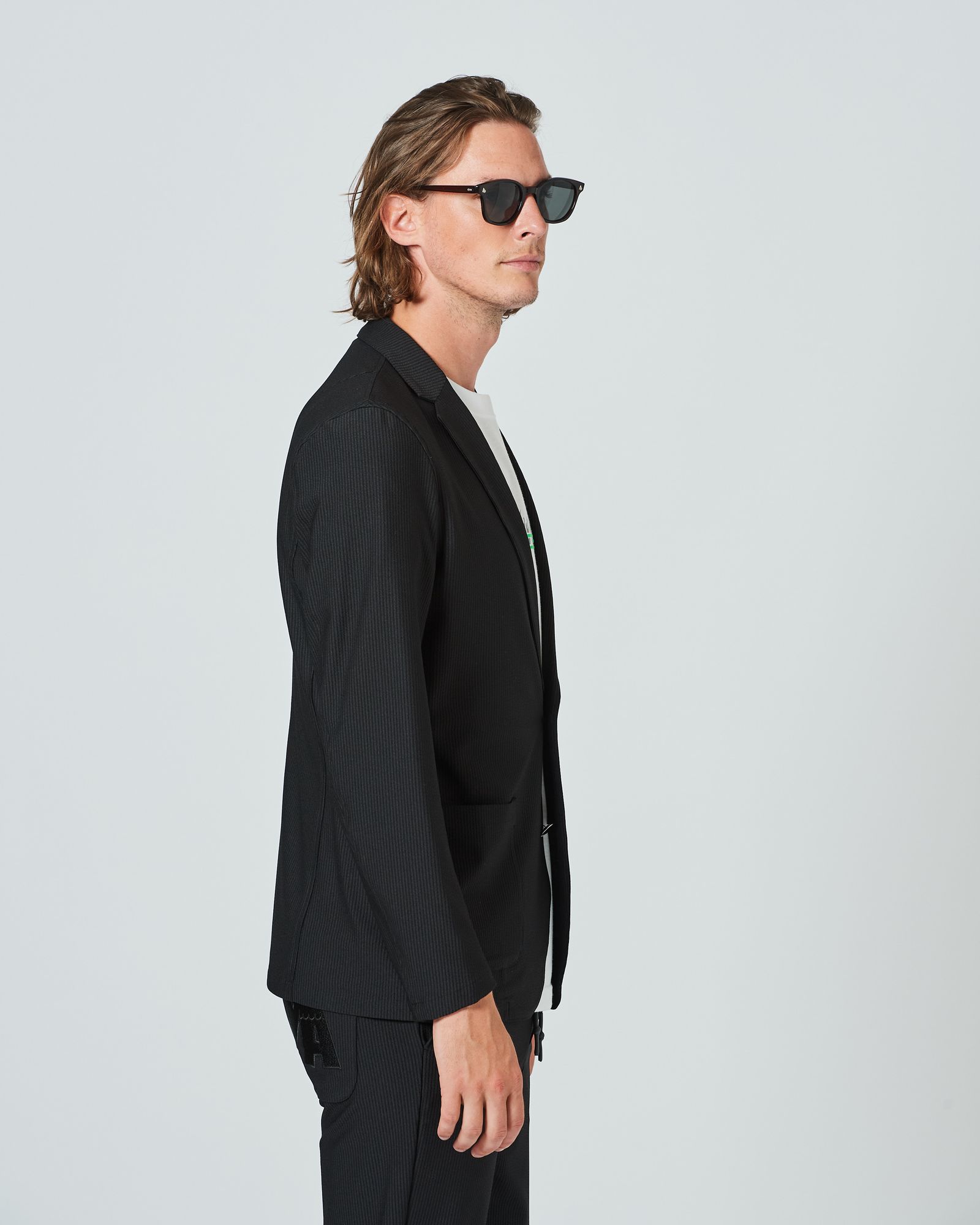 ACANTHUS x muta MARINE / muta  Stretch Seersucker Tailored JKT / シアサッカージャケット / BLACK / MA2401