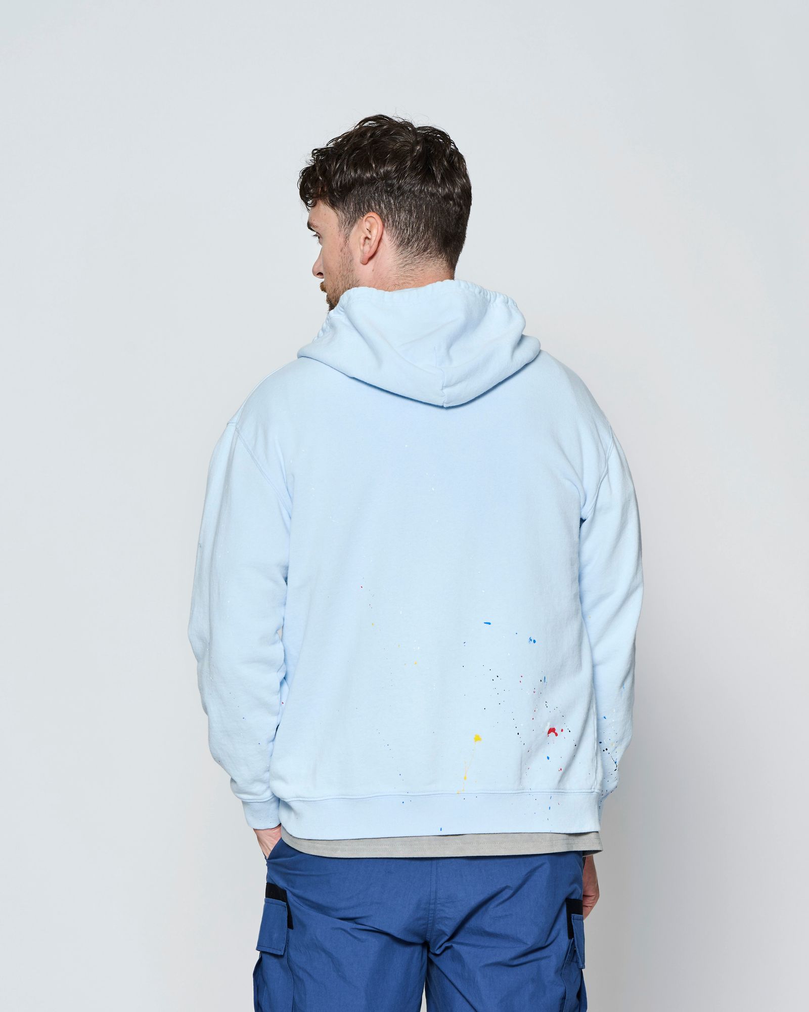 ☆先行予約☆ ヴィンテージ スプラッシュ ジップアップ パーカー  /  Vintage Wash Splash Zip-up Hooded Sweatshirt / SAX 【HJ2701】