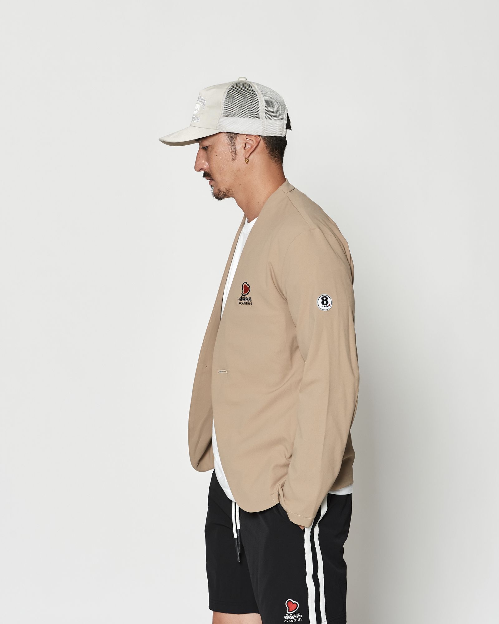 ☆先行予約☆muta MARINE × ACANTHUS / スウィートノーカラージャケット / sweet no collar jacket / BEIGE 【MA2625】