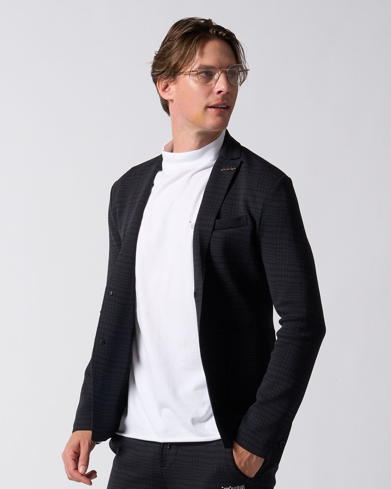 ☆先行予約☆ muta × wjk  / ニットジャケット / function knit jacket (jacquard check) / BLACK CHECK [207 mw08j]