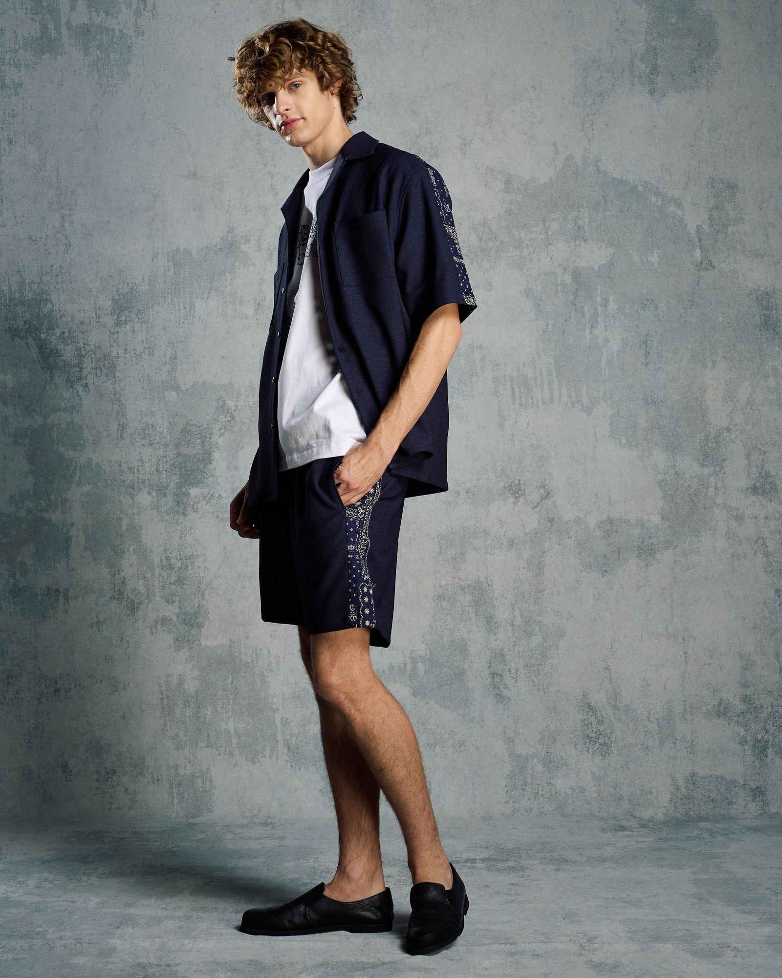 ☆先行予約☆ バンダナプリントパネルショーツ / bandana print panel shorts / NAVY [5402 pe48i]