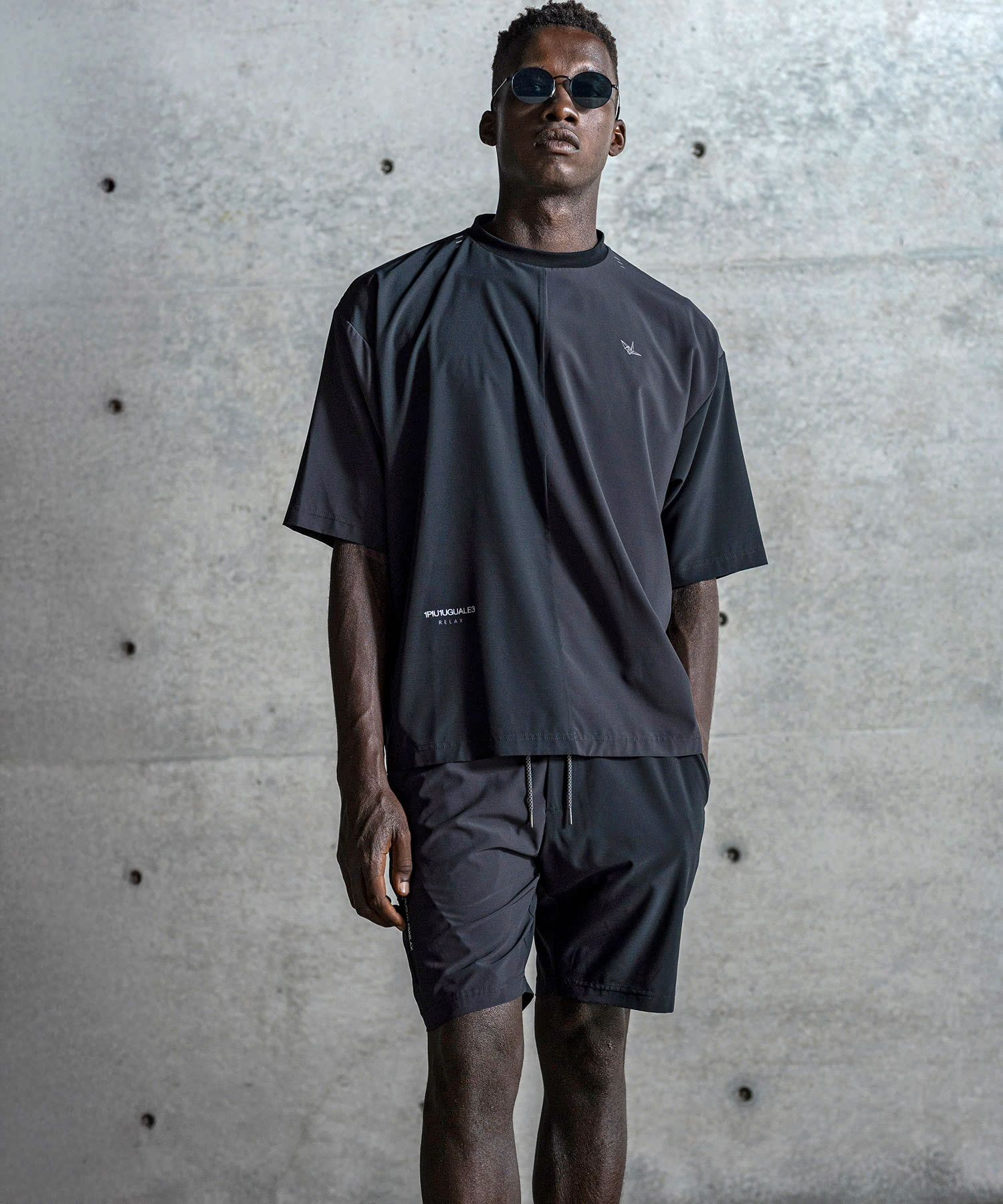 バイカラーランニング半袖Tシャツ / ブラック【UST-26032】