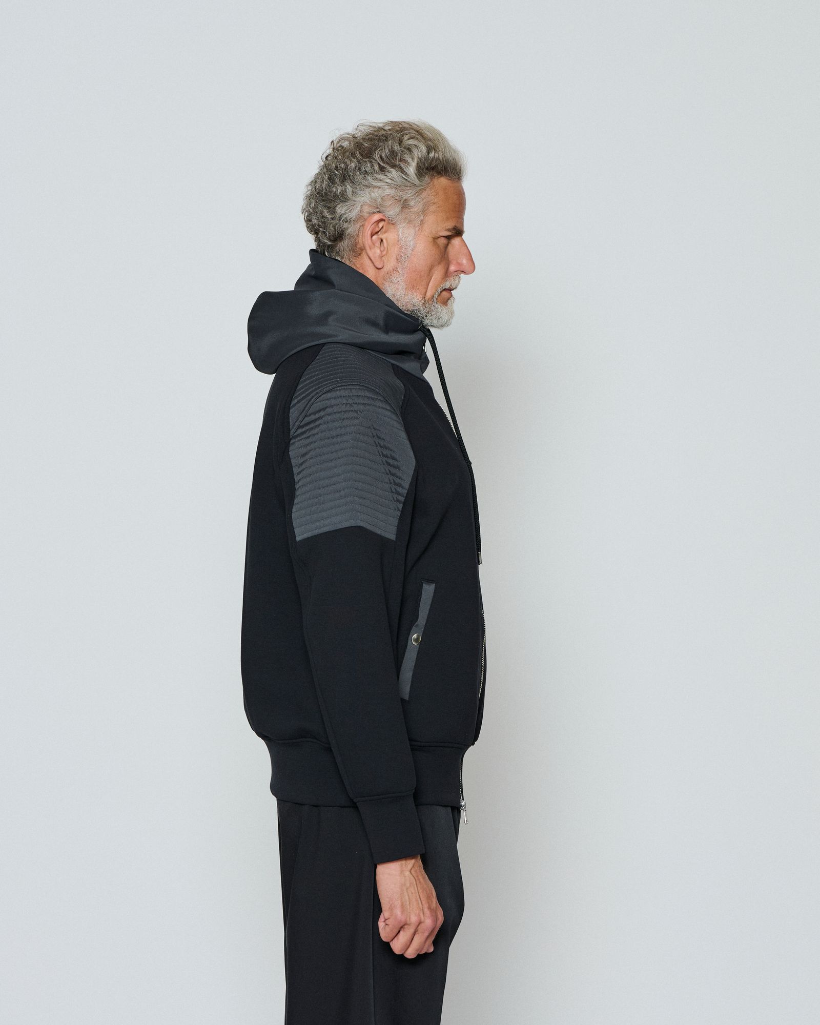 ☆先行予約☆  バイカーパーカー / フーディー / Double-knit Biker Hoodie / BLACK 【DW2601】