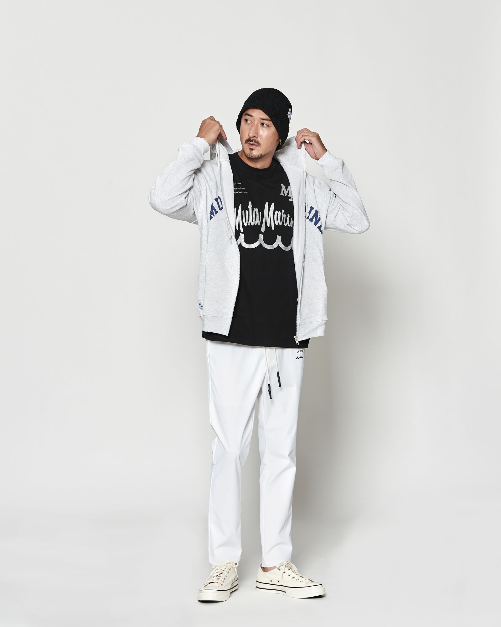 ☆先行予約☆muta MARINE × ACANTHUS  / アーチロゴ スウェットジップフーディー / パーカー / Arc Logo Zip Up Hooded Sweatshirt / ASH GREY【MA2610】