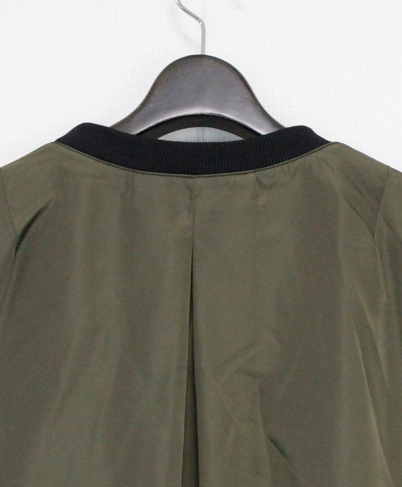 裏毛ミリタリーデザイン切替 L/S ワンピース /  ブラック x カーキ [bc609305]