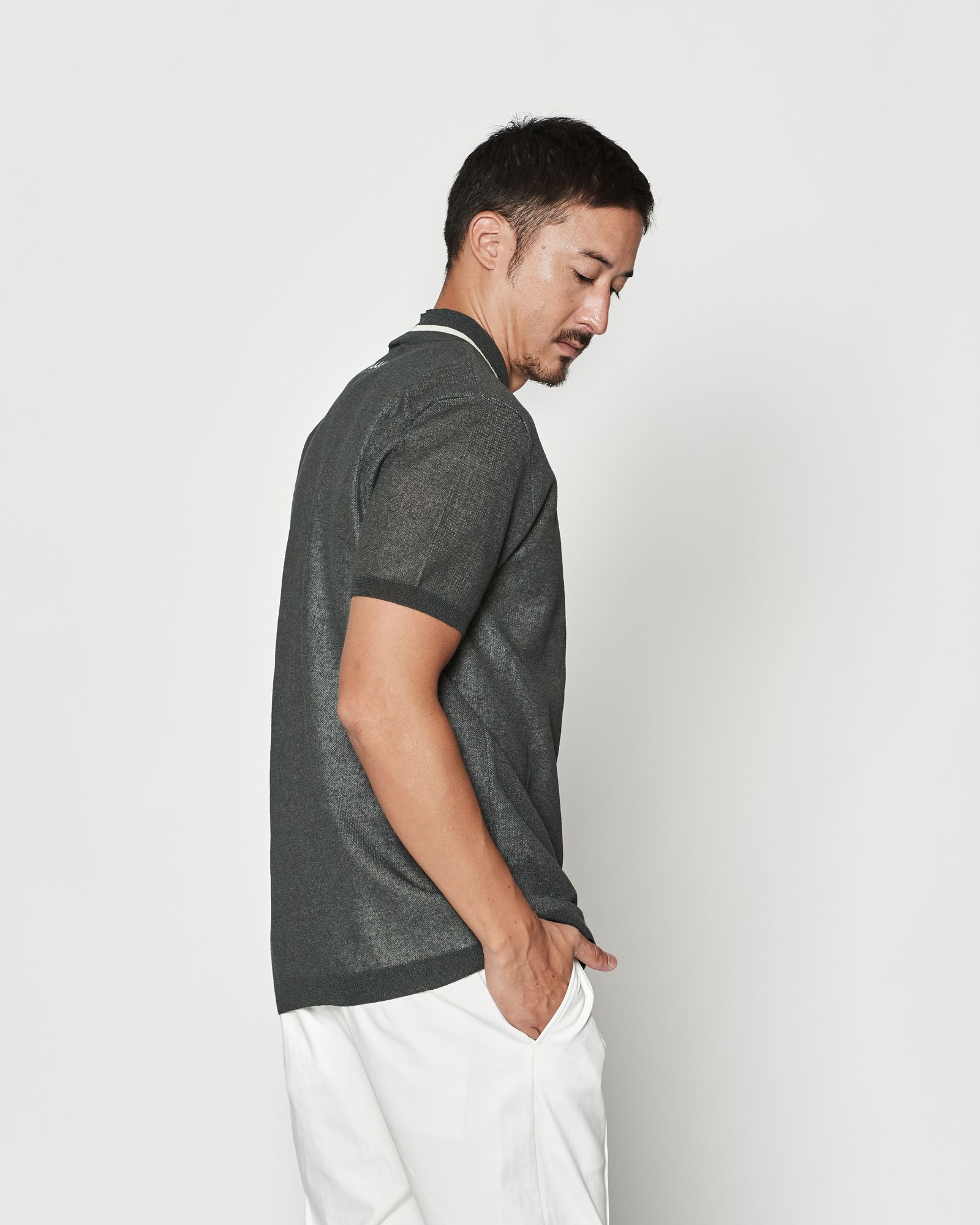 ☆先行予約☆muta MARINE × ACANTHUS  / 半袖ニット / Sheer Knit S/S Top / GREY 【MA2634】