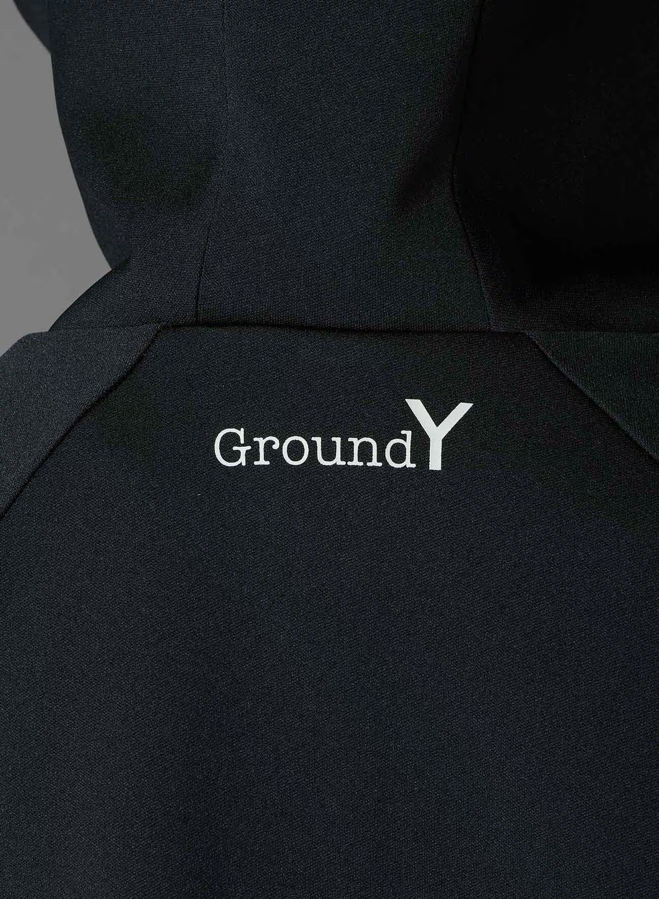 Ground Y - POLYESTER SMOOTH HOODED TRACK JACKET / BLACK [GP