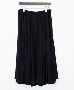 RAYON TWILL 10PIECES GATHERED SKIRT / BLACK [GP-S02-208-1]