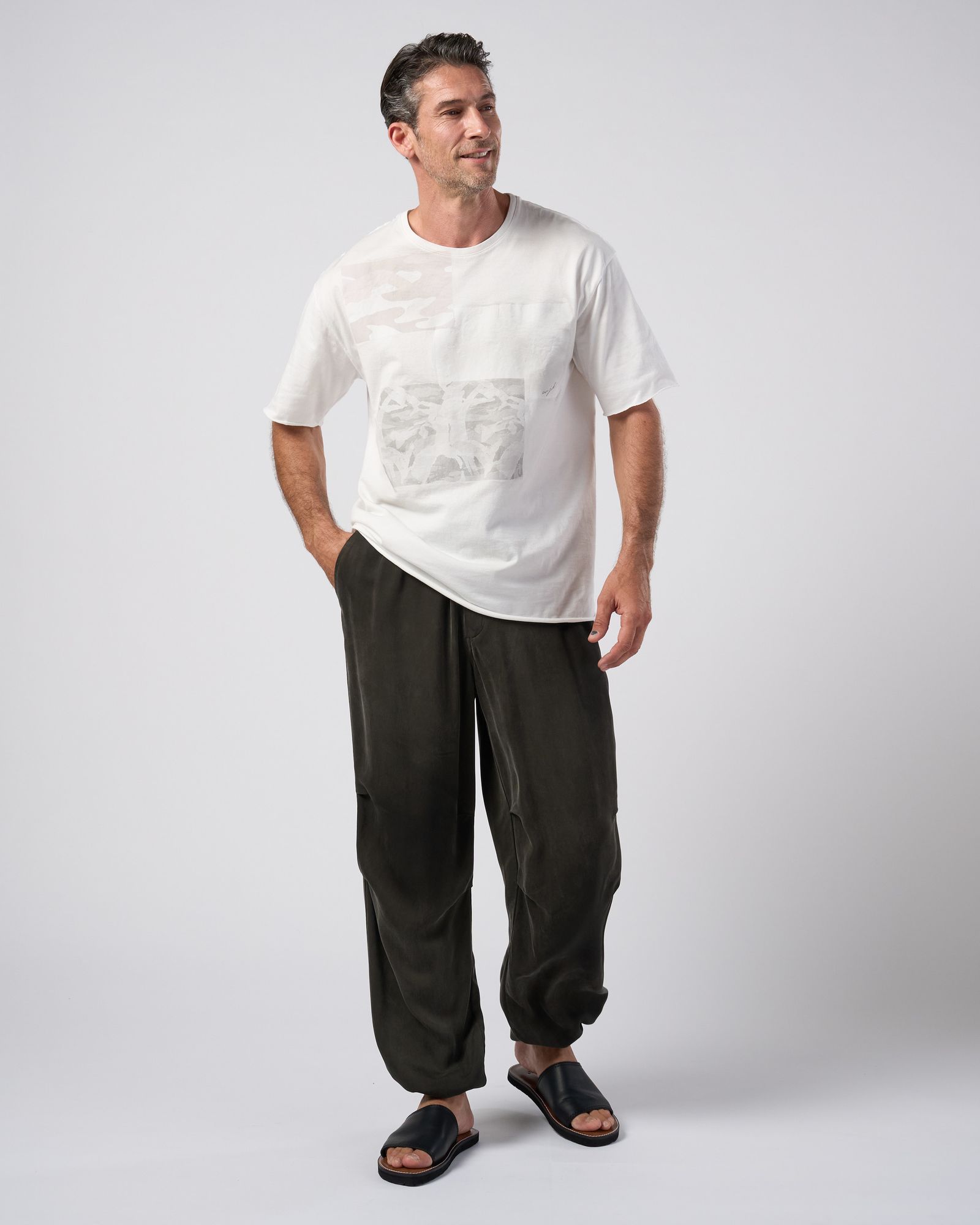 ☆先行予約☆ wjk  / ペーパープリント加工カットオフ半袖Tシャツ / paper print dust cut-off S/S / white 【7153 lj93k】