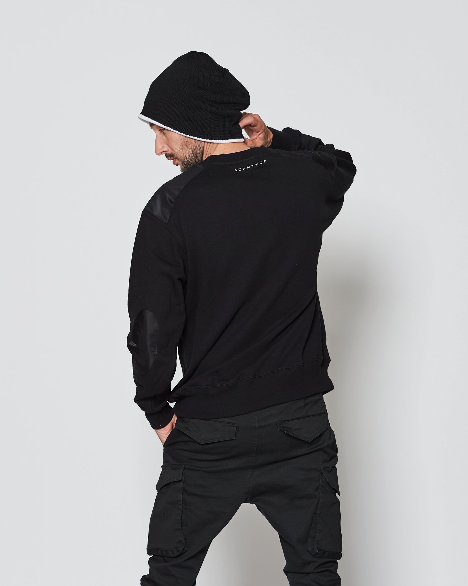 ACANTHUS / Elbow Patch Sweat / スウェット / BLACK 【HJ2503】