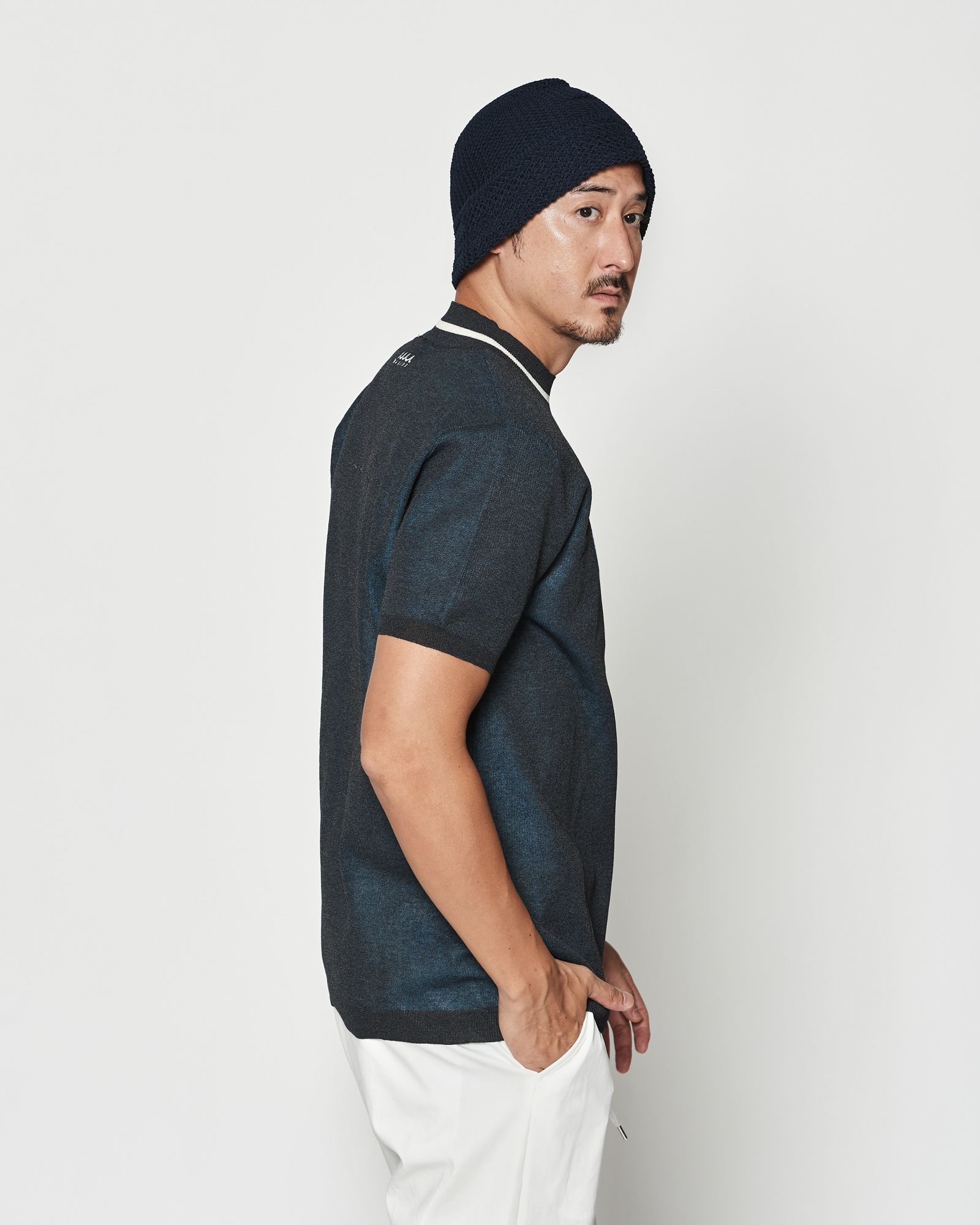 ☆先行予約☆muta MARINE × ACANTHUS  / 半袖ニット / Sheer Knit S/S Top / NAVY 【MA2634】