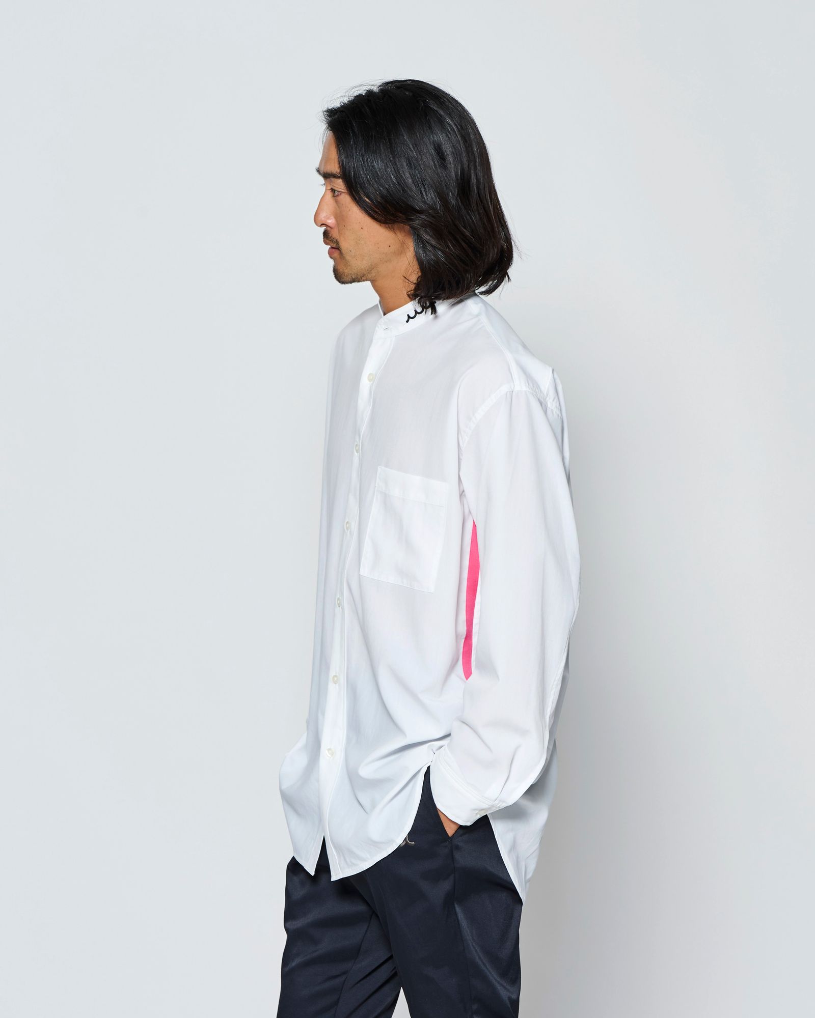 ☆先行予約☆muta MARINE × ACANTHUS  /バンドカラーシャツ /  Band Collar Shirt / WHITE【MA2723】