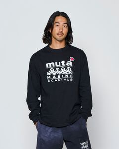 ☆先行予約☆muta MARINE × ACANTHUS  / WネームロゴロングスリーブTシャツ /  W-name logo L/S tee / BLACK【MA2727】