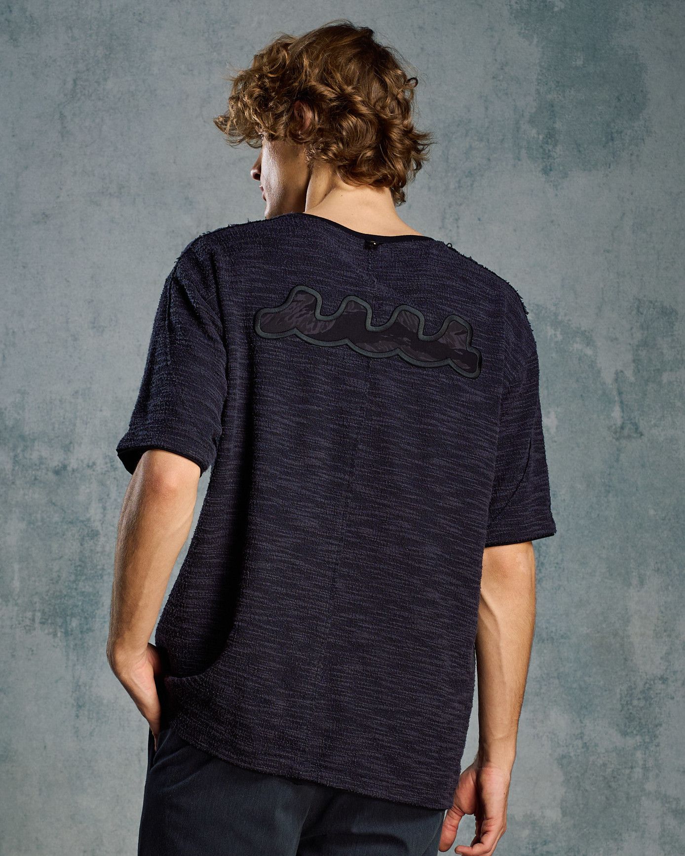 ☆先行予約☆ muta × wjk  / ニットジャガード リラックス Tシャツ / knit jacquard relax S/S / NAVY [702 mw02i]