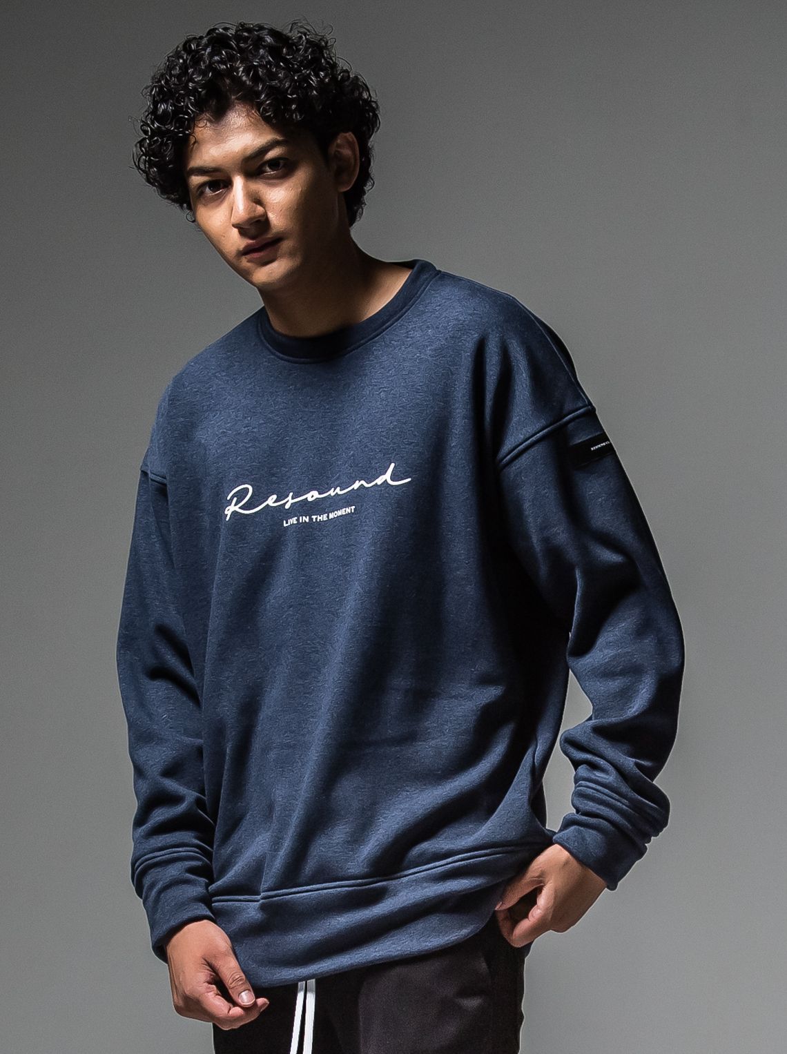 RESOUND CLOTHING ☆先行予約 11月上旬〜12月上旬頃入荷予定☆ handwriting rogo velours fleece  drop trainer NAVY [RC30-C-005] femt