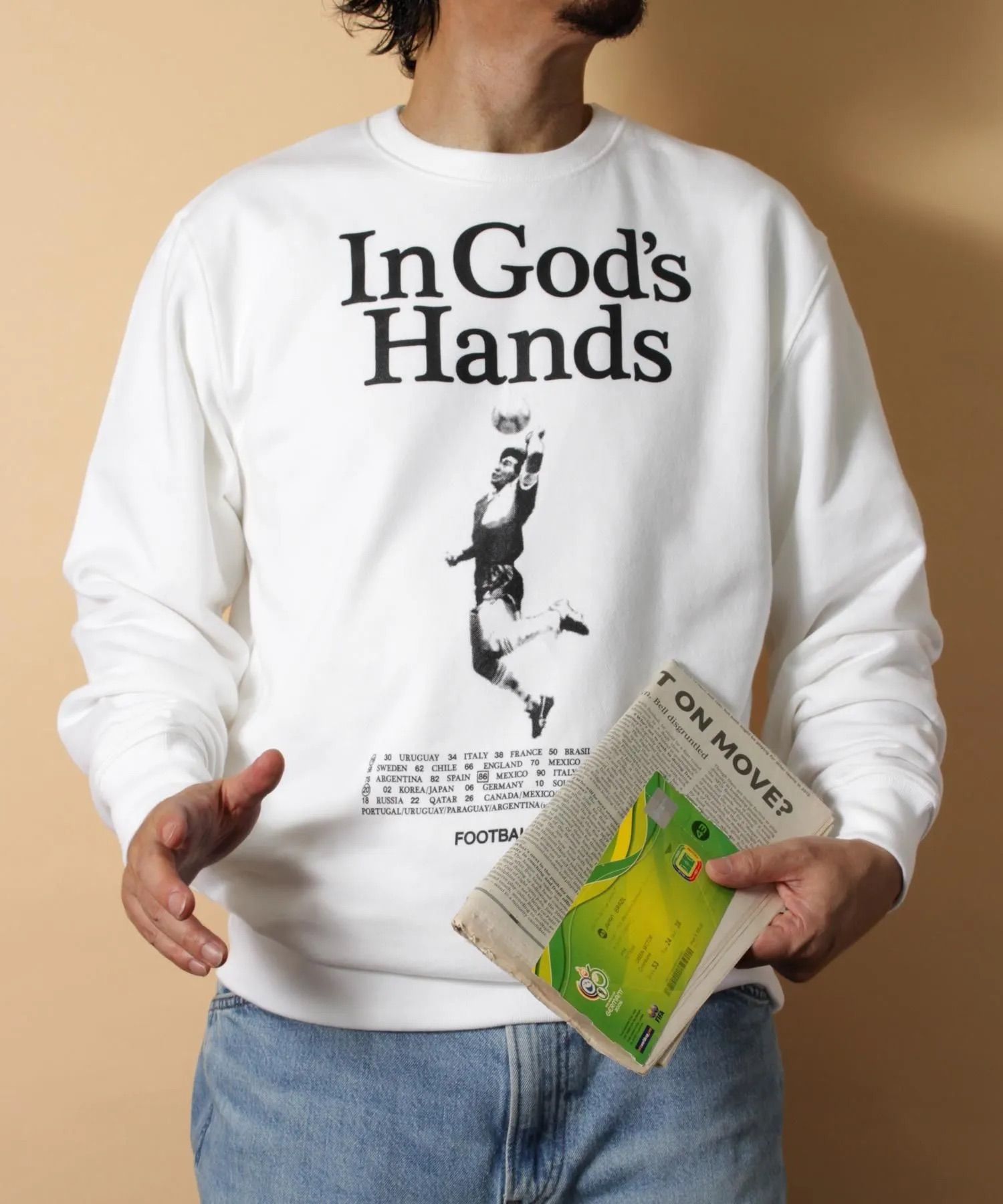 【FOOTBALLITIS】[IN GOD'S HANDS] ライト・スウェット・クルーネック / トレーナー / WHITE [253245DM]