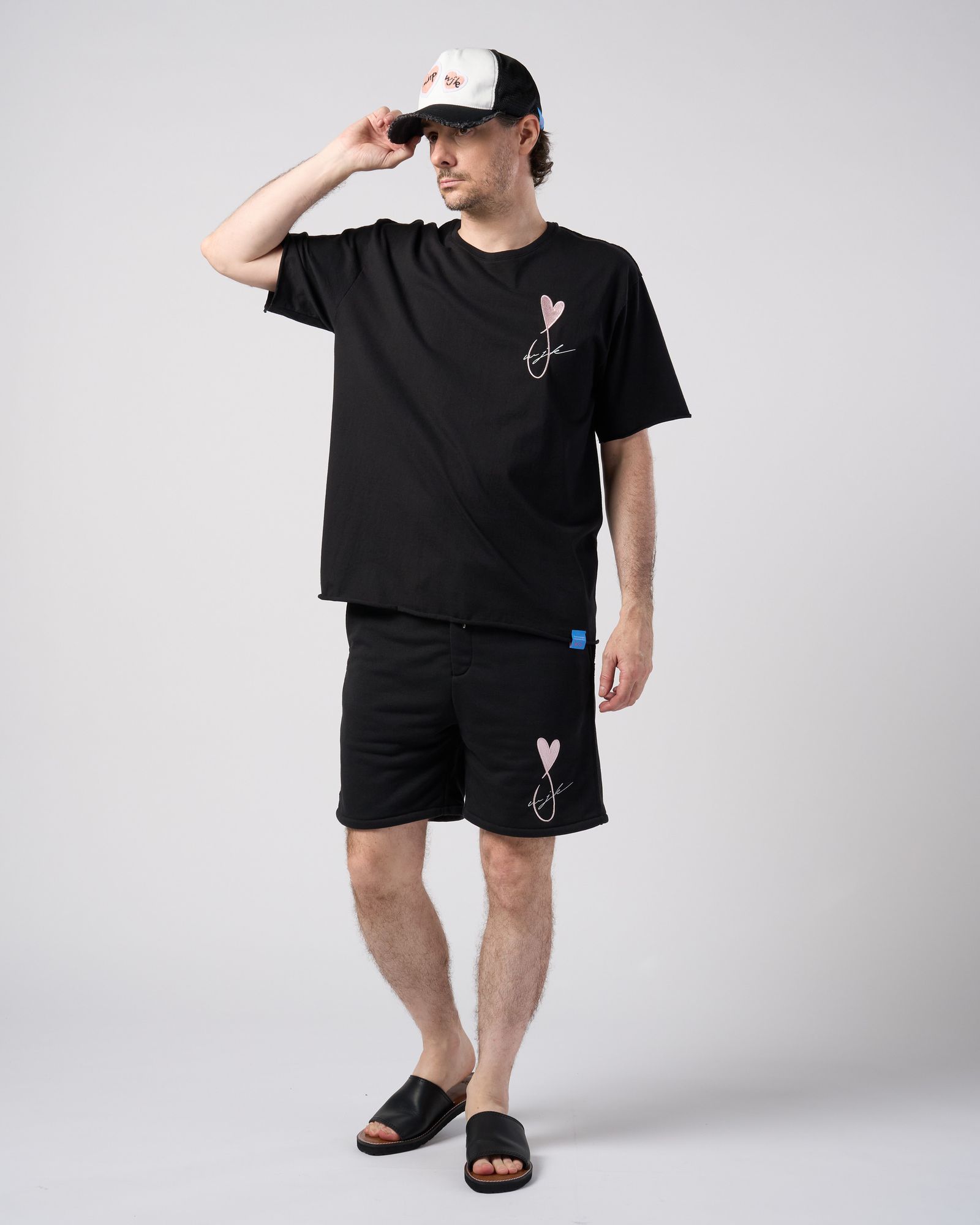 ☆先行予約☆Maison Honoré Paris× wjk  / ハートフィッシュ カットオフ 半袖Tシャツ / heart fish cut-off S/S / black×pink【710 hw01k】