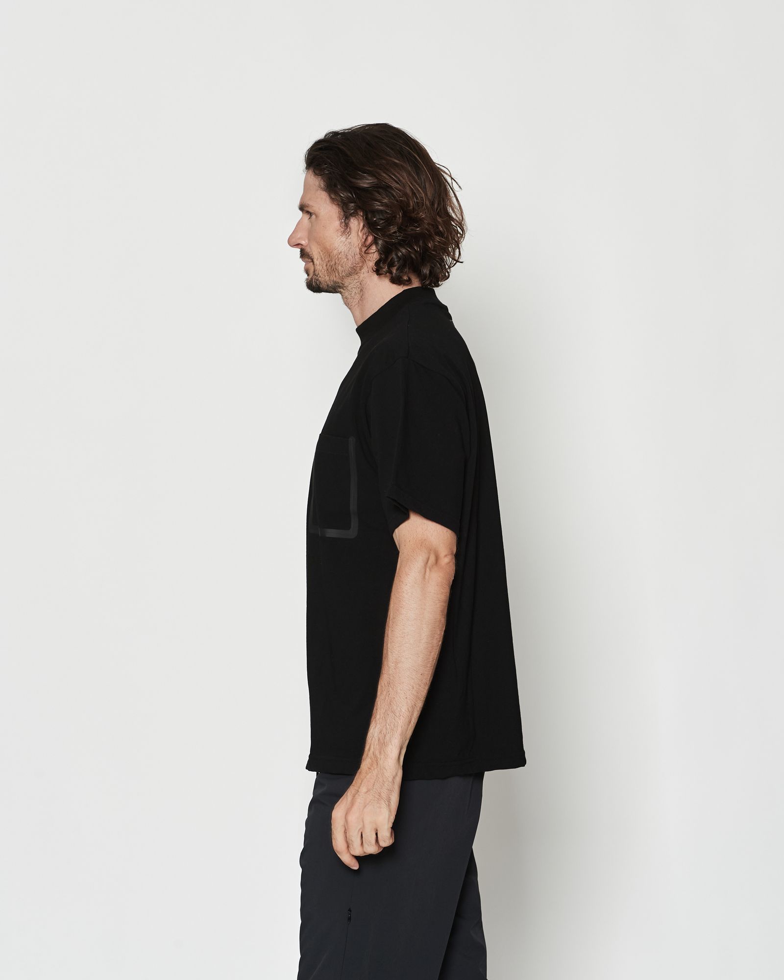 ☆先行予約☆ モックネックポケットTシャツ  / Mock Neck Pocket Tee / BLACK 【CT2608】