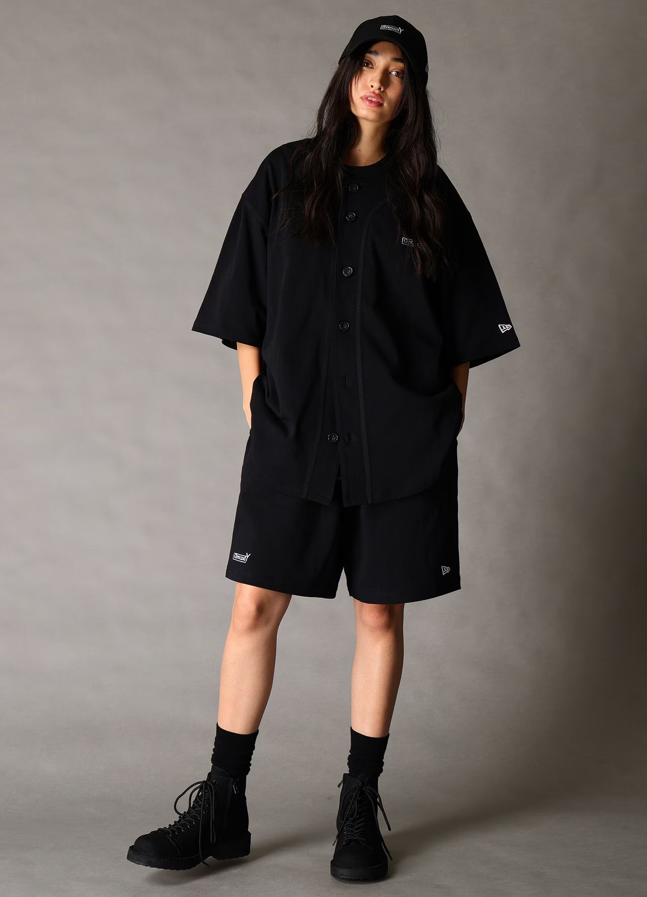 Ground Y×NEW ERA Ground Y BACK LOGO BASE BALL SHIRT / BLACK [GK-T91-090-2]