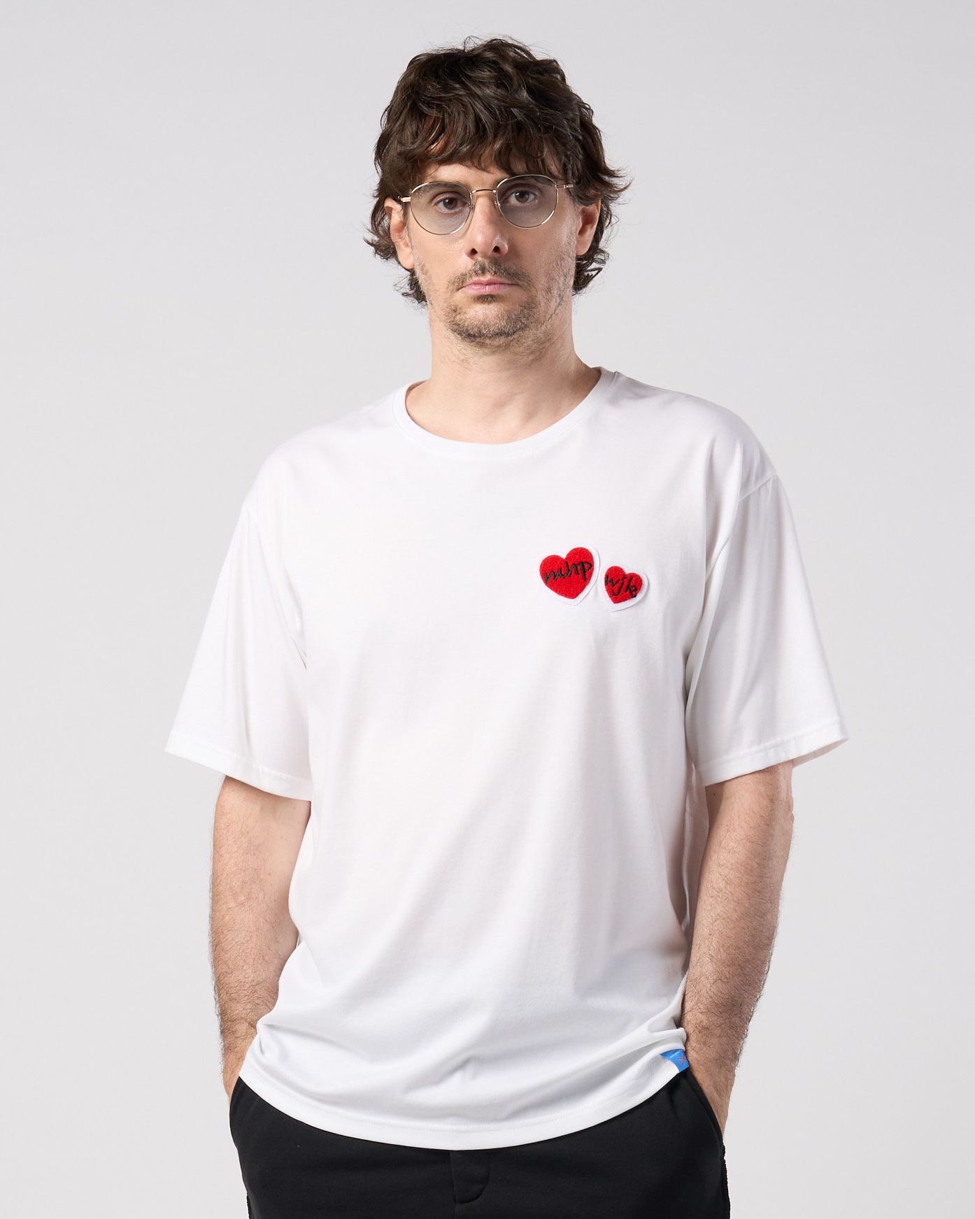 ☆先行予約☆Maison Honoré Paris× wjk  / 2ハートパッチクールタッチ半袖Tシャツ / 2-heart patch cool touch S/S / white×red 【712 hw02k】