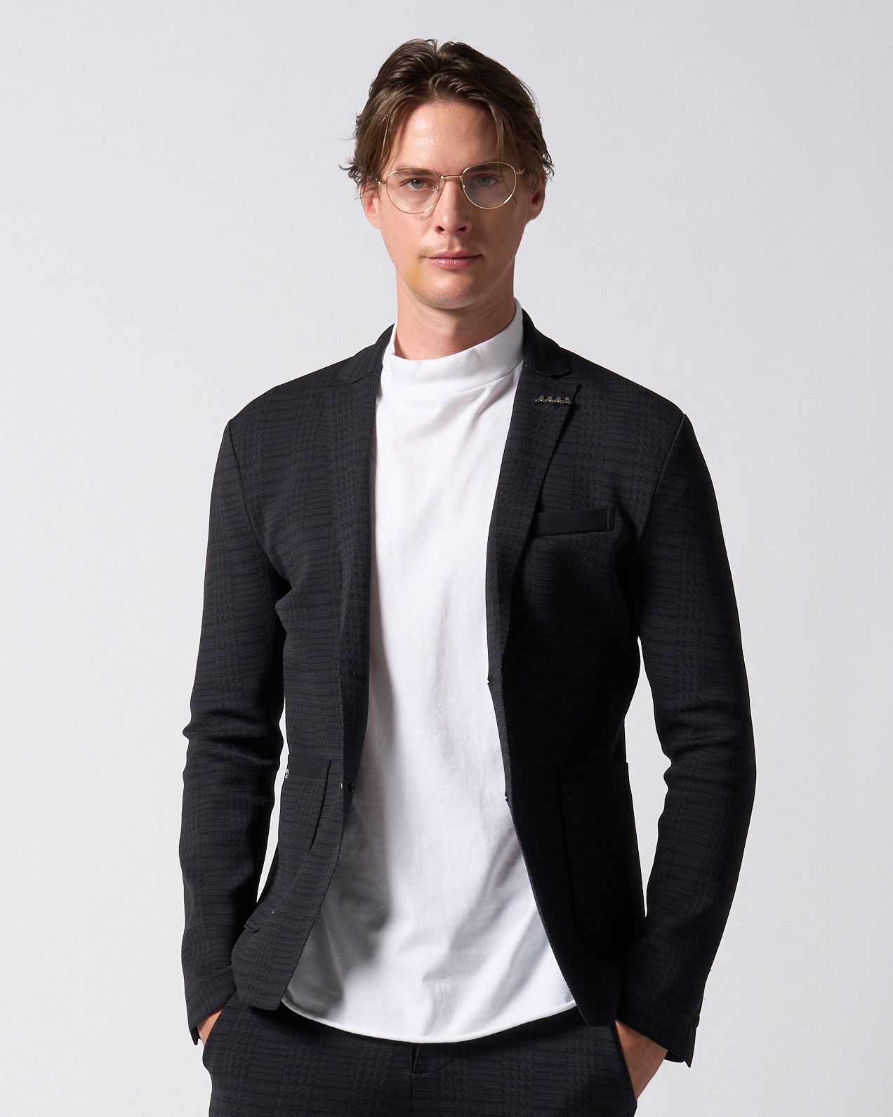 ☆先行予約☆ muta × wjk  / ニットジャケット / function knit jacket (jacquard check) / BLACK CHECK [207 mw08j]