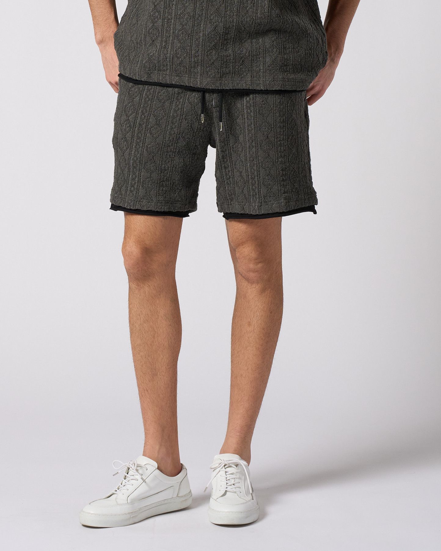 ☆先行予約☆ ジャガードサマーニットショーツ /  jacquard summer knit shorts / BLACK [5401 kc01i]