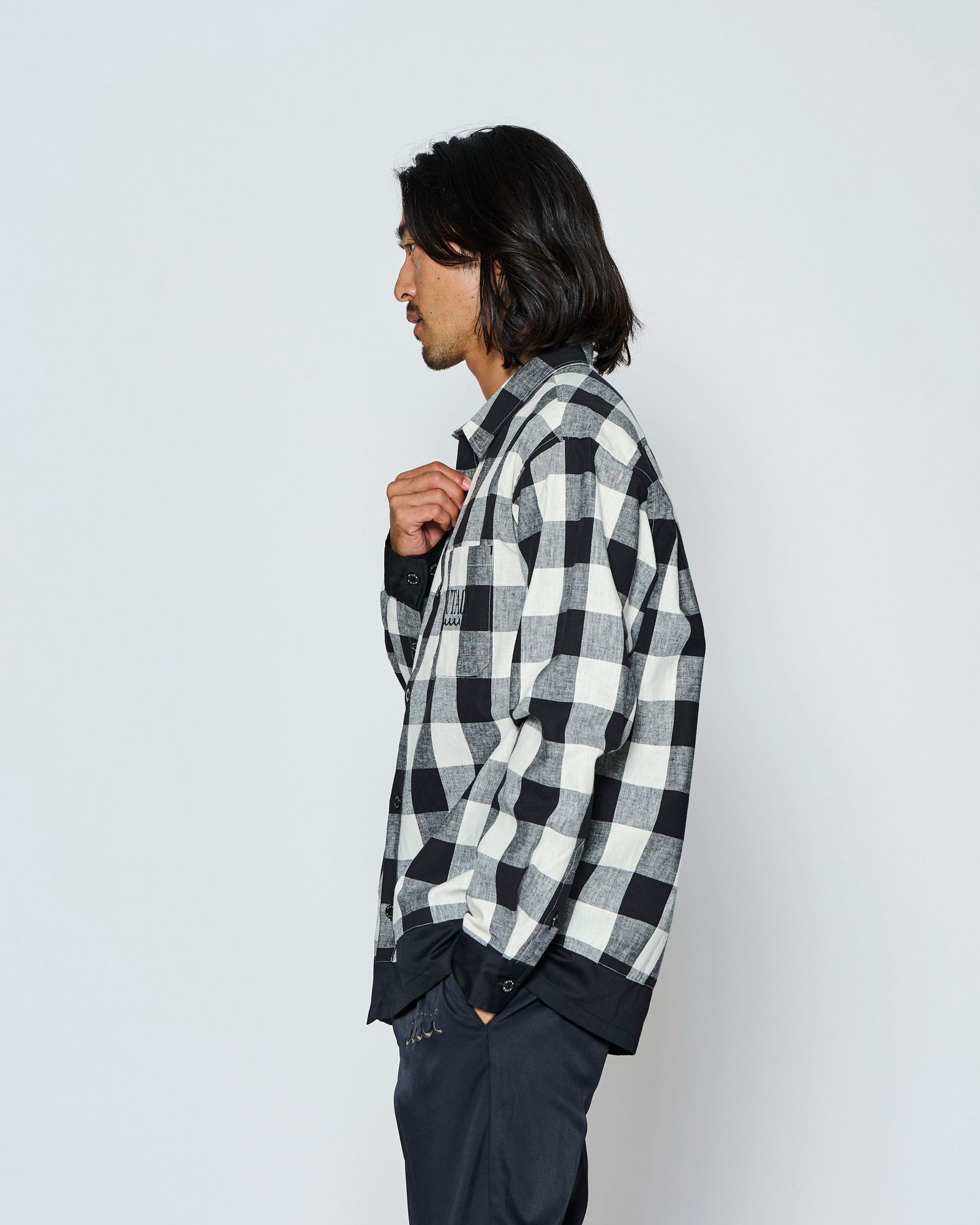 ☆先行予約☆muta MARINE × ACANTHUS  / 配色切替シャツ /  Color Switching Shirt / BLACK【MA2708】