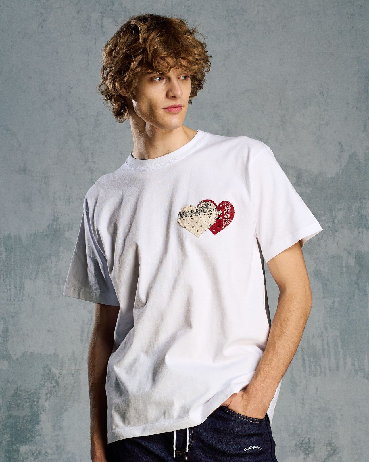 ☆先行予約☆ バンダナ パネル TハートTシャツ / bandana panel heart T / WHITE x RED [7402 cj51i]