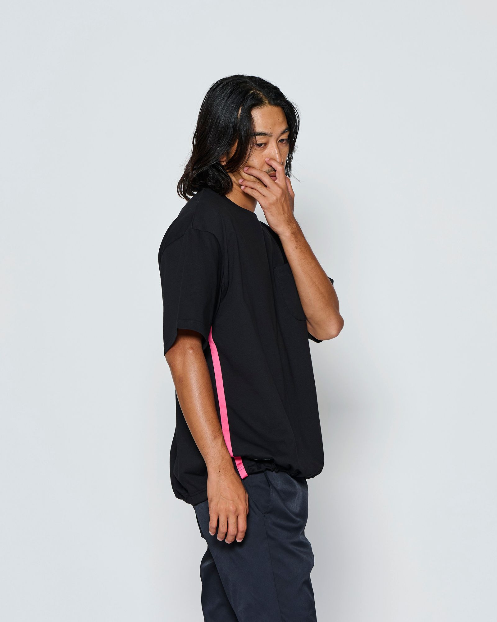 ☆先行予約☆muta MARINE × ACANTHUS  / ドローコード付きポケットTシャツ /  Drawstring Pocket Tee / BLACK【MA2724】
