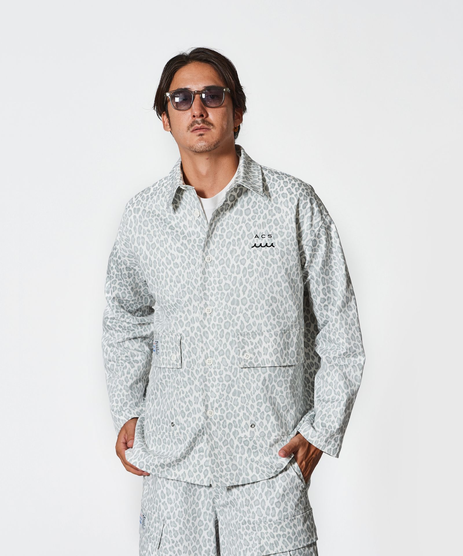 ACANTHUS × muta MARINE / muta Military Shirt Jacket / ミリタリーシャツジャケット / WHITE LEOPARD 【MA2502】