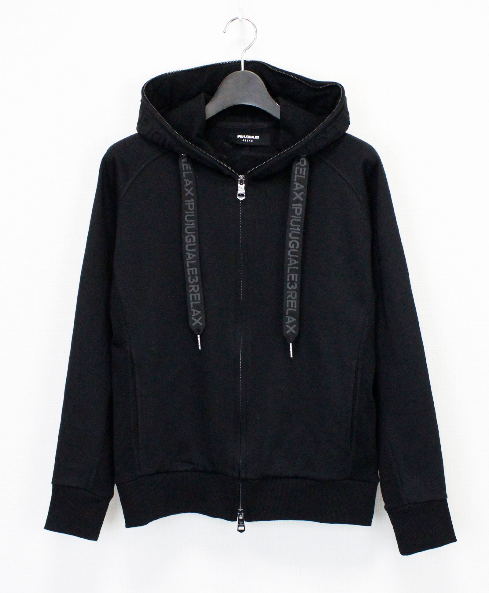 HOOD EMBOSSED LOGO HOODIE / エンボスロゴ ジップパーカー / ブラック【USO-26083】