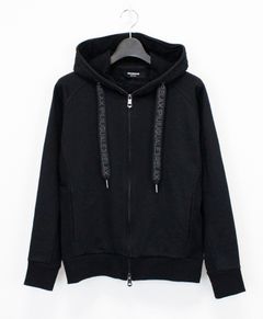 HOOD EMBOSSED LOGO HOODIE / エンボスロゴ ジップパーカー / ブラック【USO-26083】