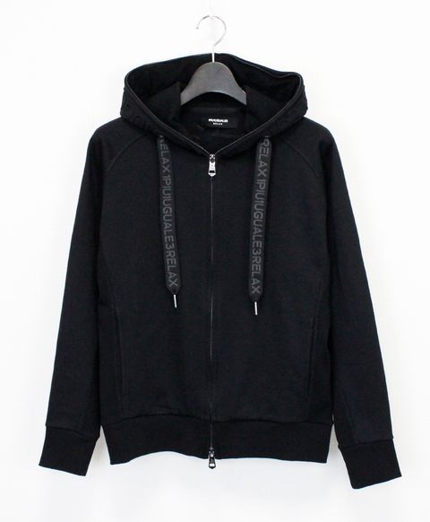 HOOD EMBOSSED LOGO HOODIE / エンボスロゴ ジップパーカー / ブラック【USO-26063】