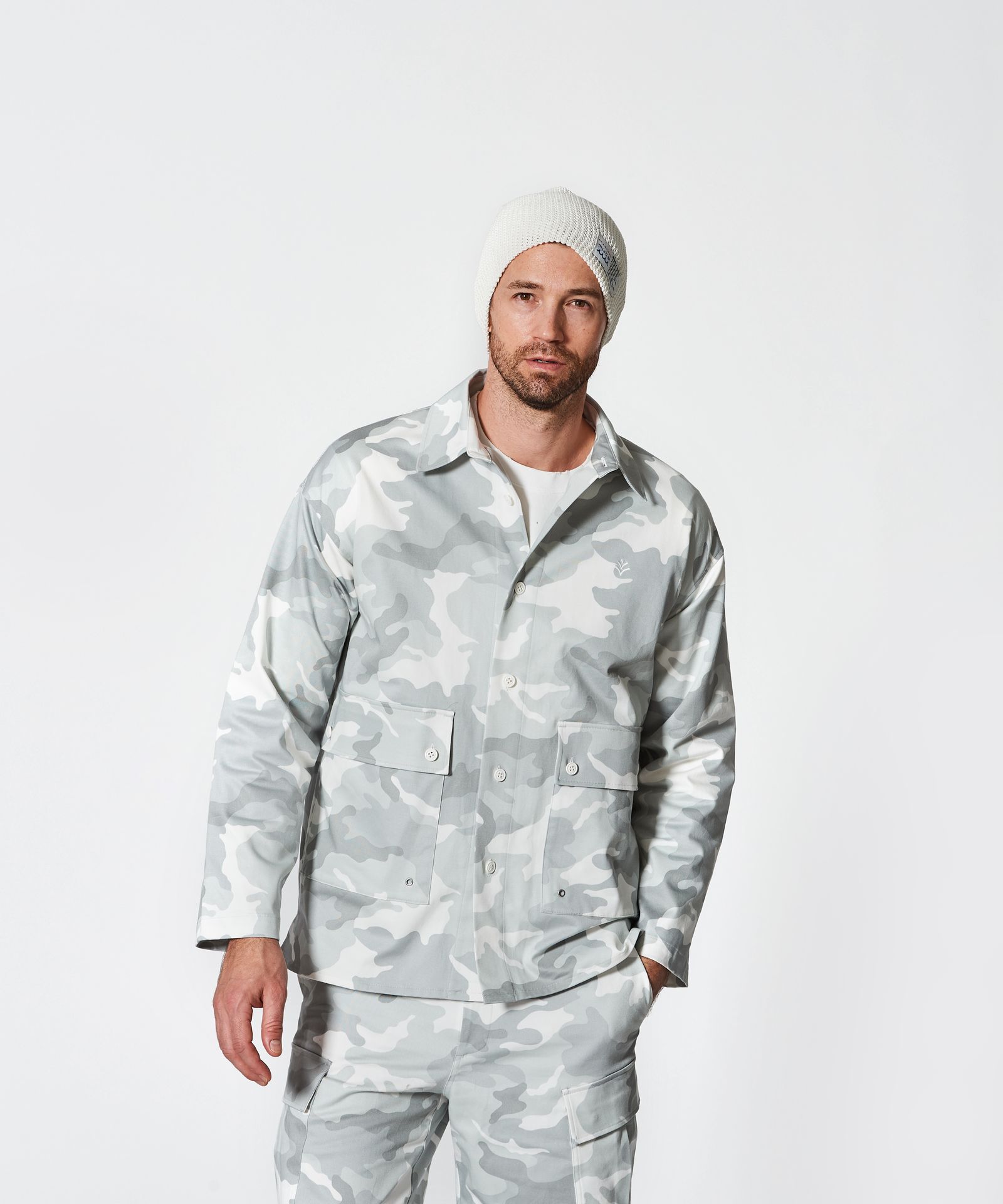 Military Shirt Jacket / ミリタリーシャツジャケット / WHITE CAMO【JK2501】