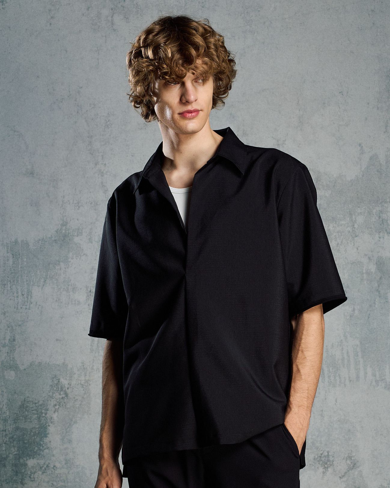 ☆先行予約☆ スキッパー シャツハーフスリーブシャツ /  skipper shirt H/S / BLACK [4907 pe49i]