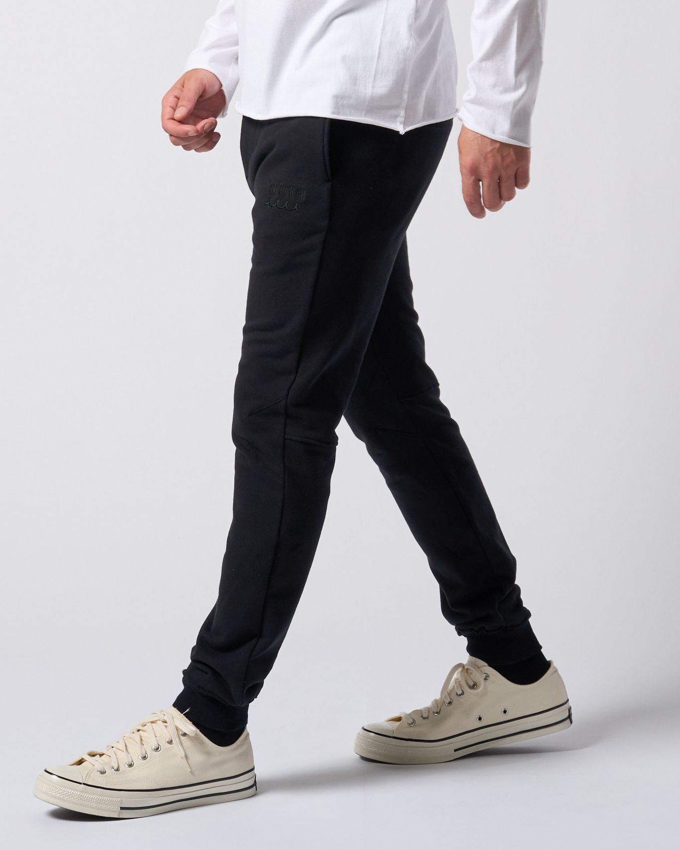 ☆先行予約☆ muta × wjk  / 高密度ストレッチ裏毛リブスウェットパンツ / super urake rib sweat pants / BLACK [503 mw07j]