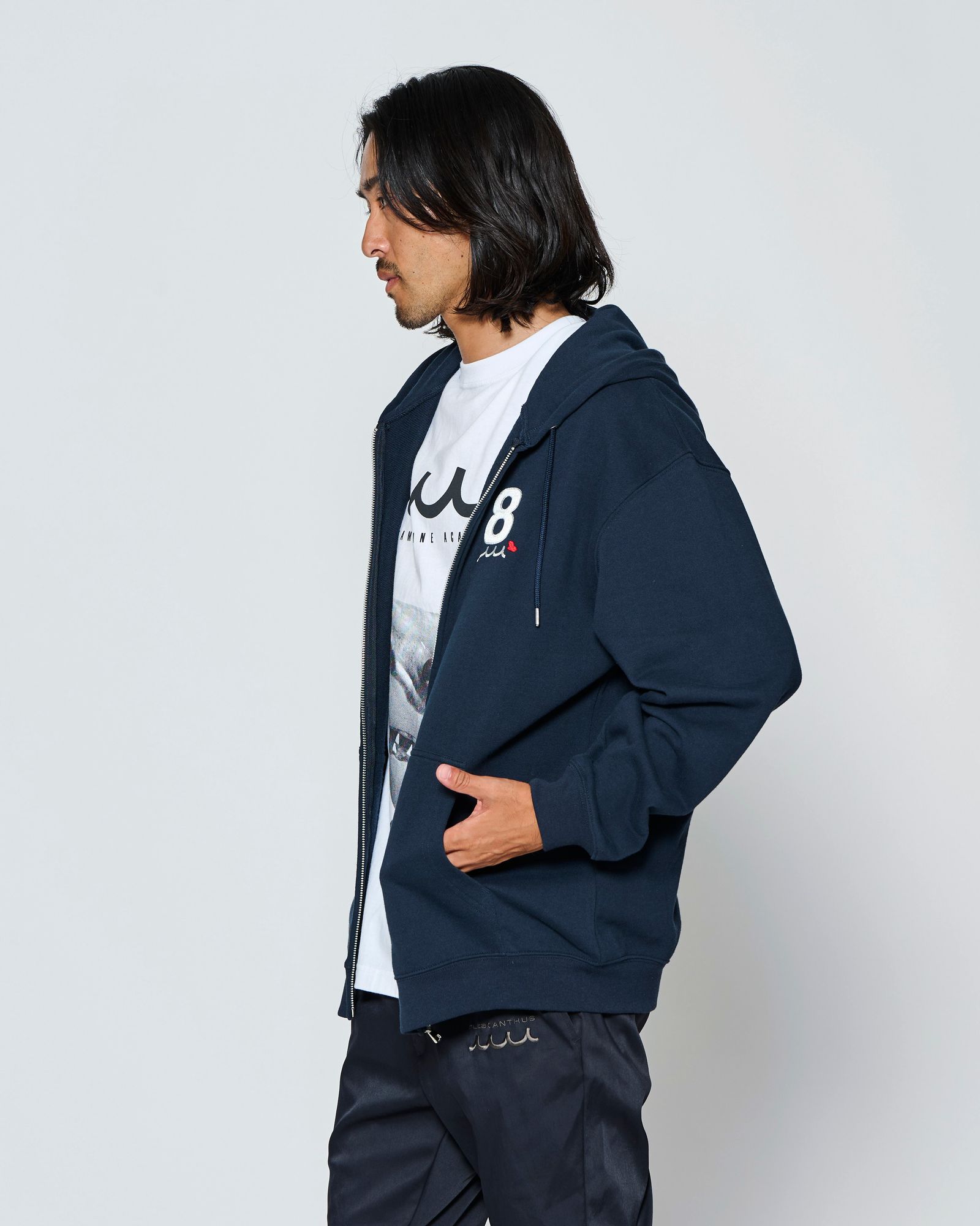 ☆先行予約☆muta MARINE × ACANTHUS  / スーベニアジップアップスウェットフーディー / ジップパーカー /  Souvenir Zip-up Hooded Sweatshirt / NAVY【MA2712】