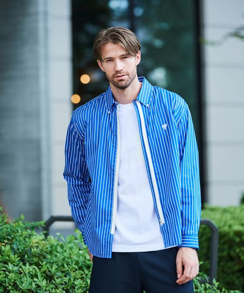 Remake Zip Up Shirt / リメイクジップシャツ / BLUE STRIPE【SH2501】