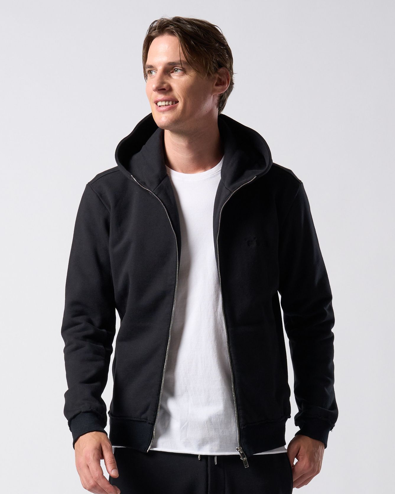 ☆先行予約☆ muta × wjk  / 高密度ストレッチ裏毛リブスウェットパンツ / super urake zip-up parka / BLACK [206 mw07j]