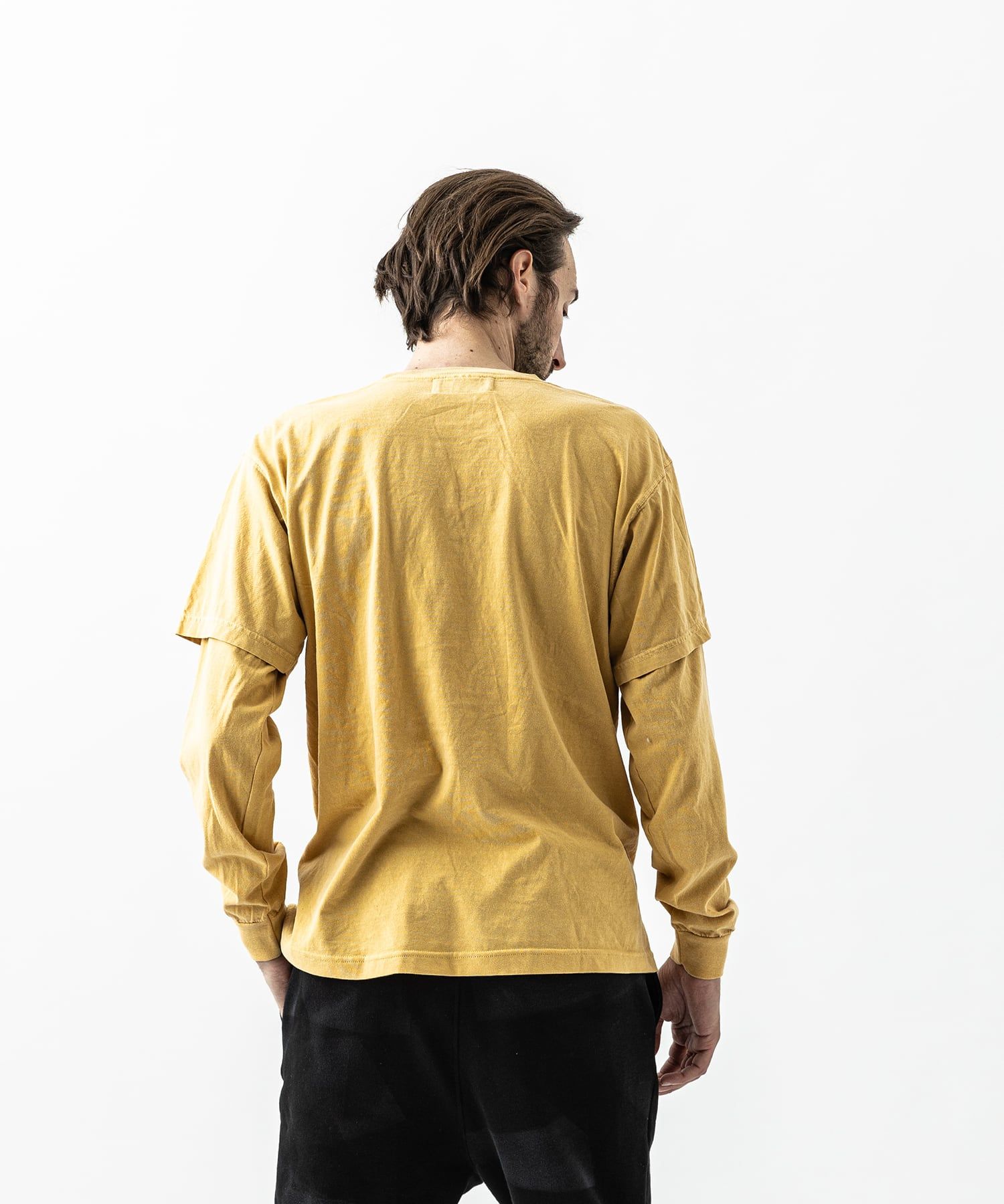 レイヤードポケットTシャツ / Germent DyedLayered Pocket L-S Tee / MUSTARD