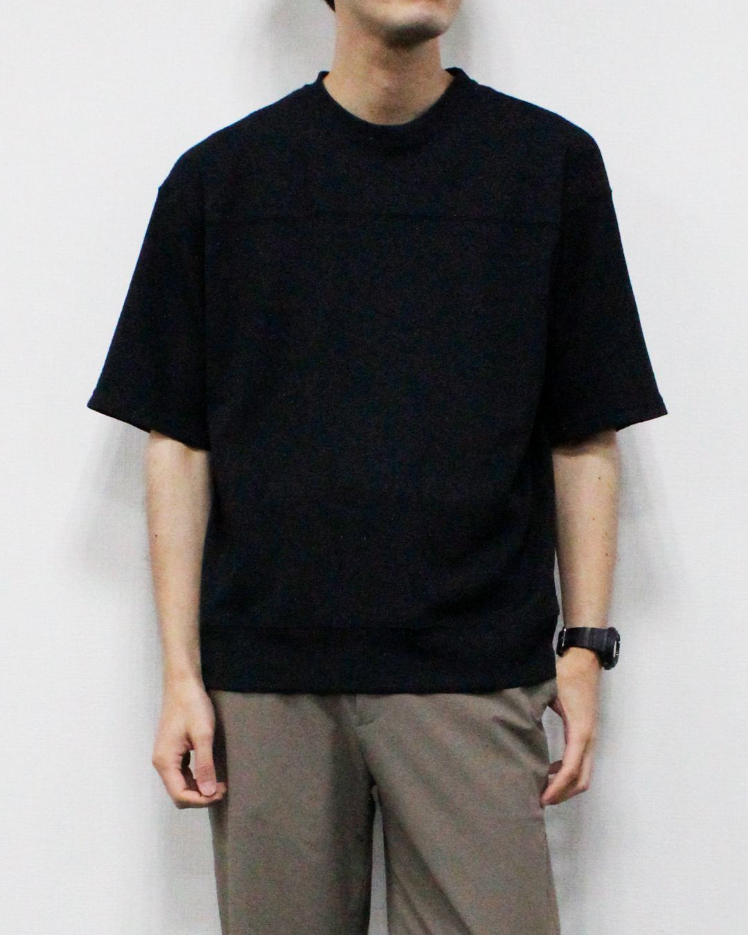 マルーデコットン30sワッフル 半袖Tシャツ  / ブラック [76003]