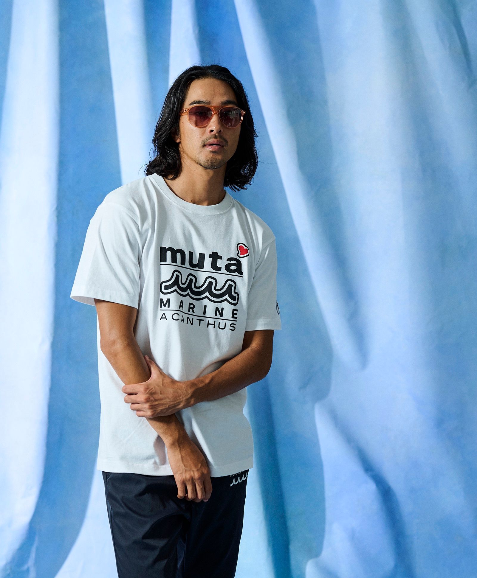 ☆先行予約☆muta MARINE × ACANTHUS  / Wネームロゴ半袖Tシャツ /  W-name logo S/S tee / WHITE【MA2728】