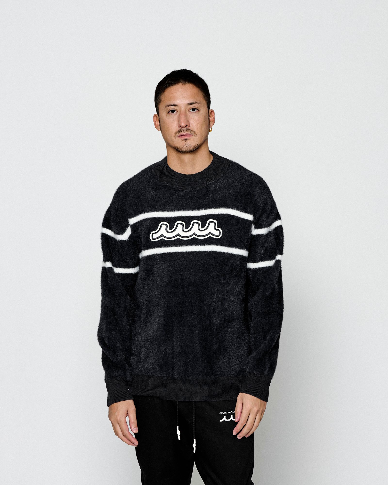☆先行予約☆ muta MARINE × ACANTHUS / ファーモックネックニット / Fur Mock Neck Knit / BLACK 【MA2669】