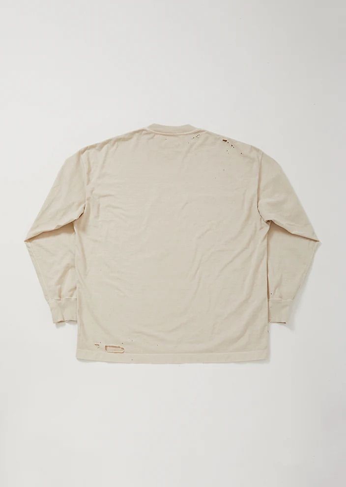 KREVA×GHOST ALMOSTBLACK / DAMEGE DYEING LONG SLEEVE T KINAKO / BEIGE [KRVGAB-C-3-3]