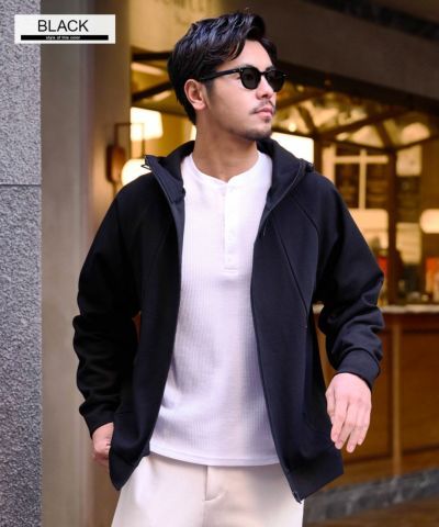 止水ジップパーカー / ブラック【341027】