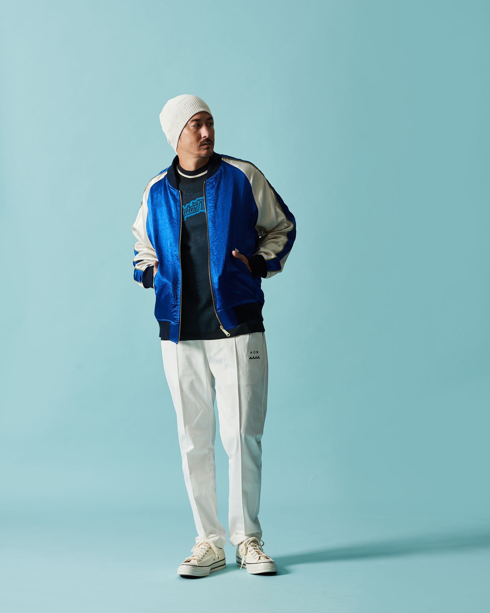 ☆先行予約☆muta MARINE × ACANTHUS  / リバーシブルスーベニアジャケット / Souvenir Jacket / BLUE 【MA2629】
